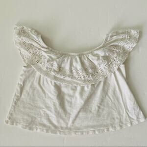 American Eagle | Off Shoulder Eyelet Lace Ruffle Crop Top GUC XS